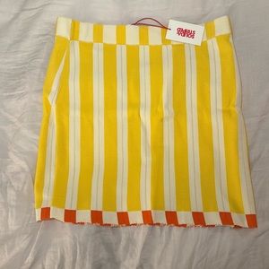 Brand new solid and striped yellow skirt